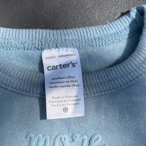 Carter’s Newborn Blue Sweatshirt Sweatpants Set More Hugs Please Fleece Size 0M